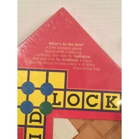 VINTAGE GRIDLOCK AND SOLITAIRE TWO-IN-ONE WOODEN BOARD GAME ~ BRAND NEW SEALED - Picture 5 of 5